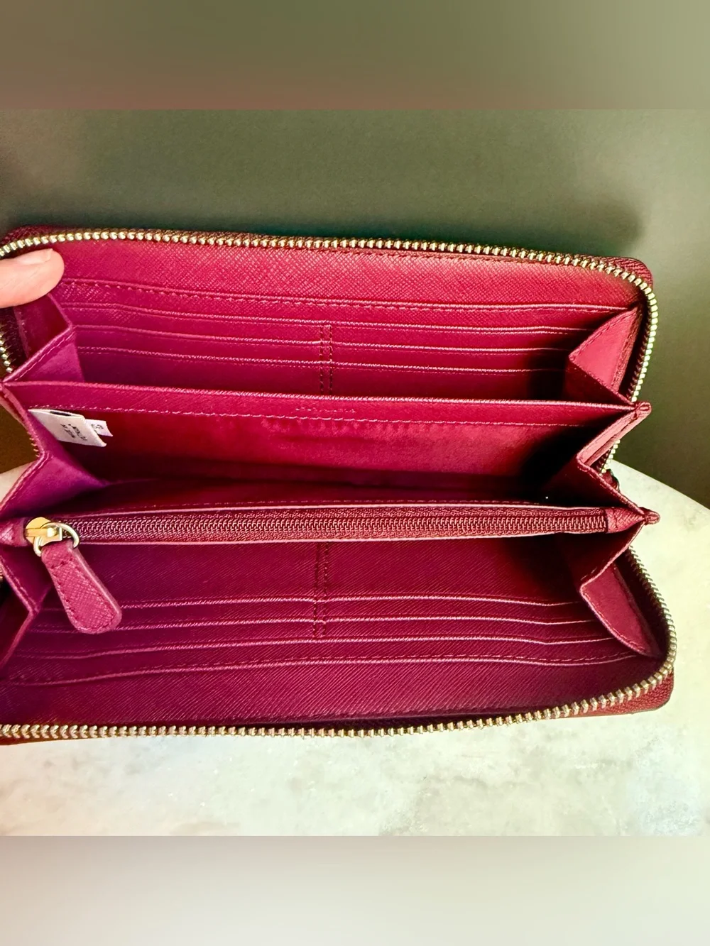 Coach Peyton Glen Plaid Accordion Zip Wallet F52138 G1453 Cranberry Rare 2014